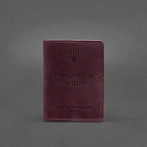 Кожаная обложка для удостоверения офицера 9.0 бордовая Crazy Horse - фото 6