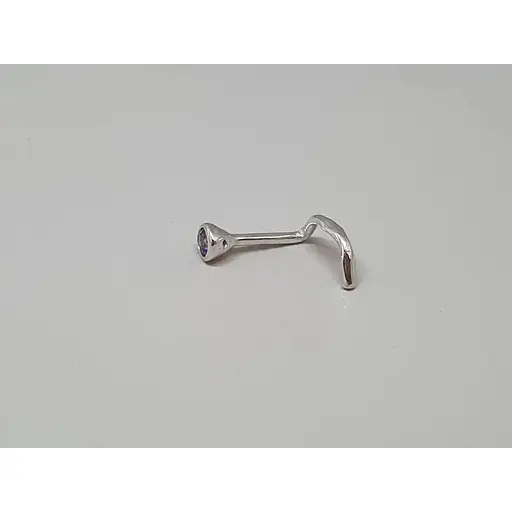 Серебряная серьга-пирсинг в нос. 1023.4С Аметистовый - фото 4