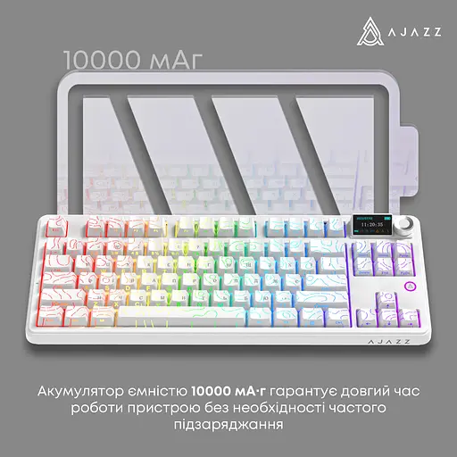 Клавіатура бездротова Ajazz AK870 V2 Maillard Switch White (AK870-V2-S-W) - фото 14