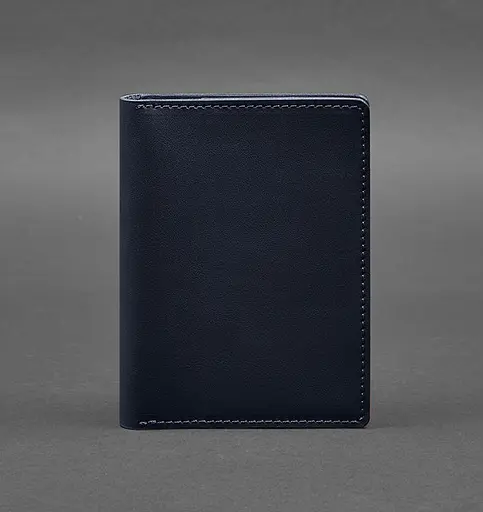 Кожаная обложка-органайзер для документов 6.1 темно-синий краст - фото 1