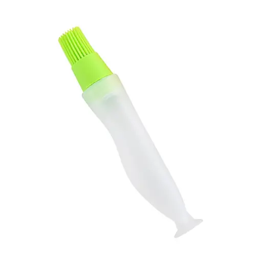 Пензлик кондитерський силіконовий з ємністю для олії маслянка з дозатором 17 см, A-plus Салатовий 86825 - фото 1