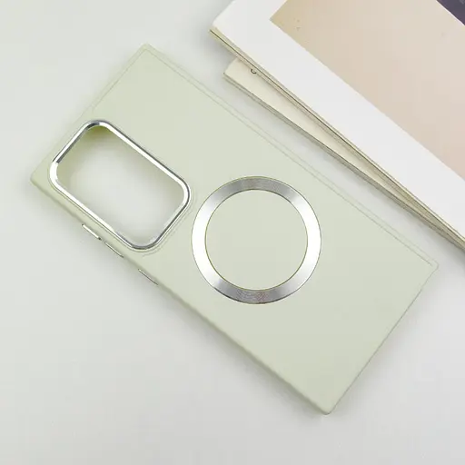 TPU чехол Epik Bonbon Metal Style with MagSafe для Samsung Galaxy S24 Ultra Белый / White - фото 3
