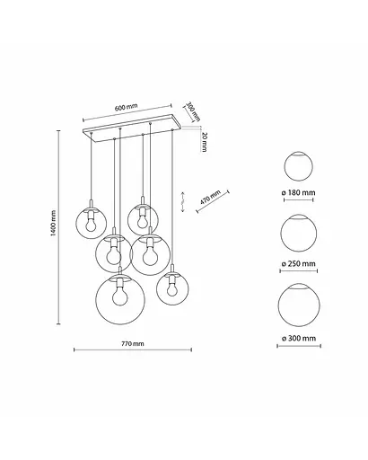 Подвесной светильник TK Lighting 4819 Esme E27 6x15W IP20 Bk - фото 4