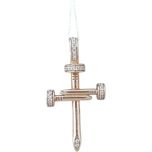 Золотий хрестик Харківська ювелірна фабрика з фіанітами. 700285-К