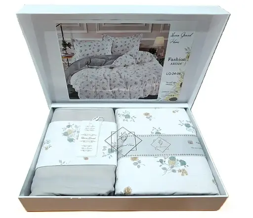 Постельное белье сатин Laura-Grand 24 евро комплект цветочный принт - фото 2