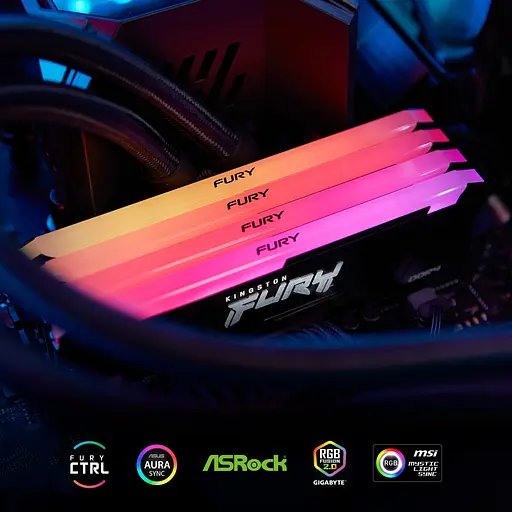 Модуль памяти DDR4 8 ГБ/3200 Kingston Fury Beast RGB (KF432C16BB2A/8WP) - фото 6