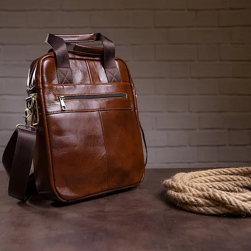 Чоловіча шкіряна сумка Vintage 27,5х33х6,5 см sum0012884 - фото 9