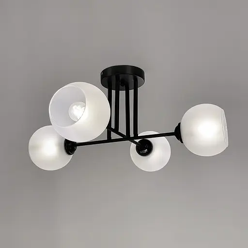 Сучасна плафонна люстра в чорному корпусі на 4 лампи | Арт. 4222/4G | Line F - фото 2