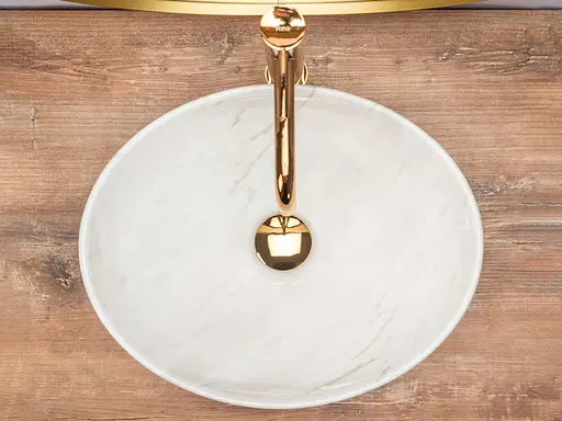 Умивальник Rea Sofia calala marmur накладний REA-U6598, Білий - фото 5