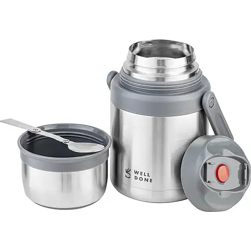 Термос харчовий Well Done з ложкою, сталевий 1000 мл (WD-7131S) - фото 1
