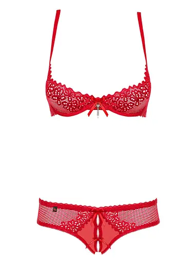 Комплект еротичної білизни Obsessive Alabastra XXL червоний - фото 5