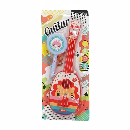 Дитяча іграшкова гітара з колотушкою 8197-3 —  на листі, червона - фото 2
