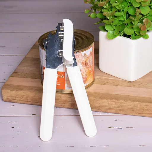 Консервный нож открывалка для консерв консервооткрыватель нержавеющая сталь пластик 20 см, Kitchen Master Белый 85462 - фото 5