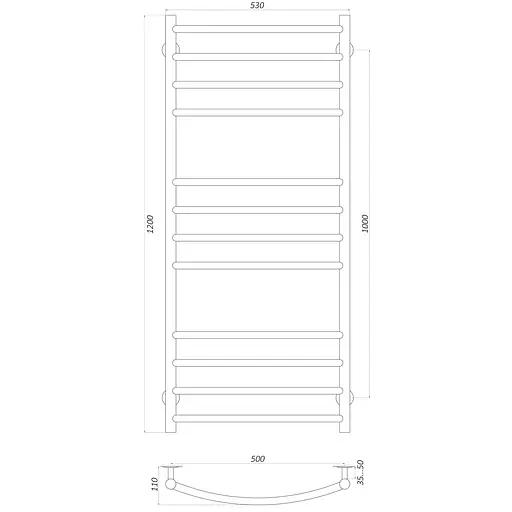 Полотенцесушитель UNIO LDE W 1200-500-12 Лестница Дуга Элит (21426) - фото 4