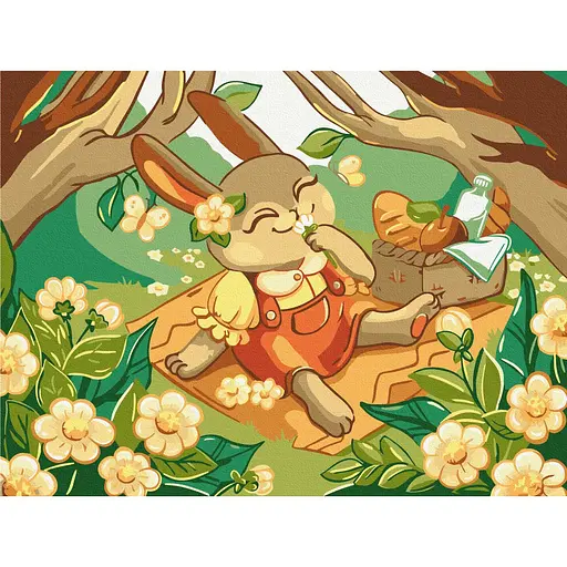 Картина по номерам Зайченя на пікніку Olena Lazarenko Brushme 30х40 см різнокольорова 000277902