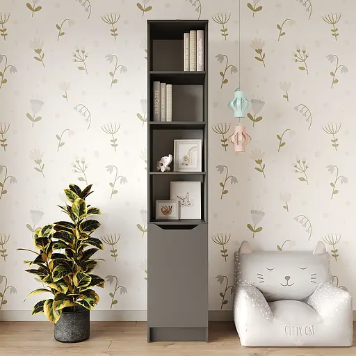 Пенал с открытыми полками 1Д Лилу 40x40x210 см Антрацит (MBS-1394) - фото 2