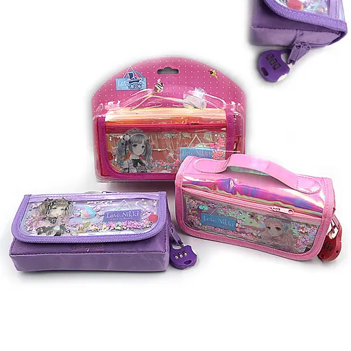 Пенал із блискітками Girl, 2 відділення, 20x9x6.5 см, 1842DB (В асортименті) - фото 2