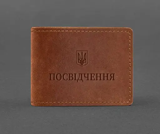 Универсальная кожаная обложка для удостоверения светло-коричневая Crazy Horse - фото 1