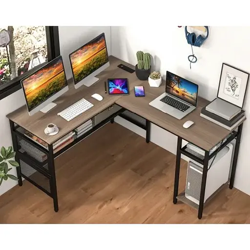 Компьютерный стол Costway Hutch L-образный с зарядным - фото 8