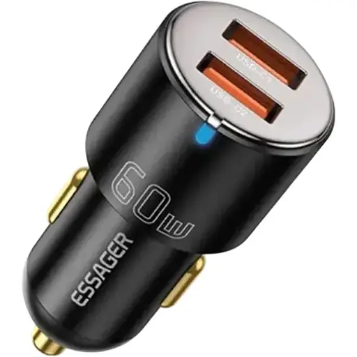 Автомобильный адаптер Essager City Dual для зарядки на 2 USB 60W