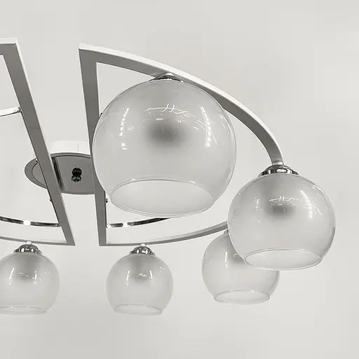 Білосніжна стельова люстра на 8 плафонів | Арт. 51795/8 CH+WT+WT | Line F - фото 2