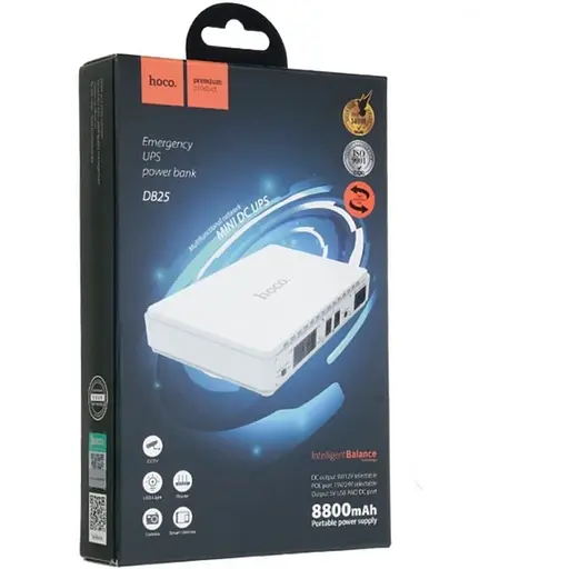 ИБП USP для роутера Hoco DB25 UPS White 8800mAh/18W/1USB/1*9-12V/1*5V/POE 15/24V - фото 5