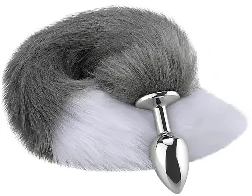 Металева анальна пробка I’MCUM SexyTail з пухнастим хвостиком Чорно-біла (IM-KGS219)