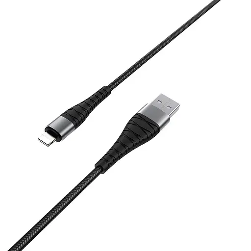 Кабель BOROFONE BX32 USB to iP 2.4A, 1m, nylon, aluminum+TPE connectors, Black - фото 4