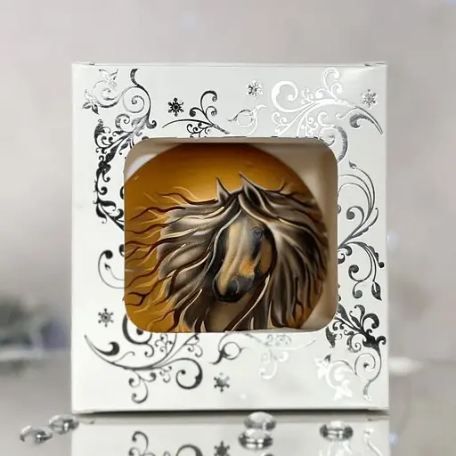 Елочное украшение Санта Шоп Символ 2026 Мечтательный конь золотой стекло (4820001234084) - фото 4