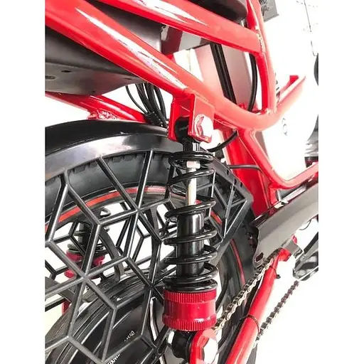 Электровелосипед Minako V4 PRO двухместный 500W/60V/18Ah с задним амортизатором красный - фото 6