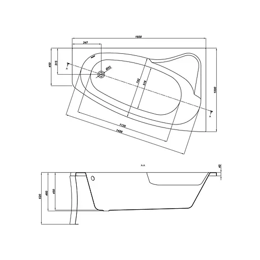 Ванна акрилова Cersant Scla 160x100 R - фото 2