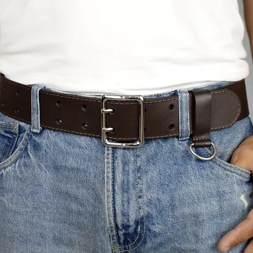 Ремень мужской кожаный широкий коричневый JK-5080 (120 см) - фото 7