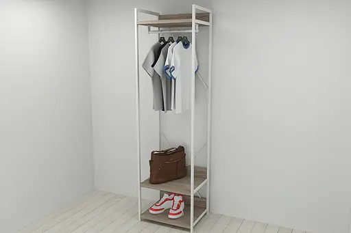 Шафа Гардероб Уні секція 1 серії Конект Ferrum-decor 220x60x50см Білий метал ДСП Дуб Сонома Трюфель 32 мм (FRD-104510) - фото 9