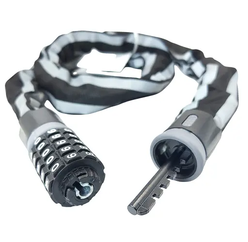 Велосипедний замок West Biking YP0705040 6 x 1200 мм ланцюговий кодовий світловідбивний чорно-сірий (G0001991) - фото 3