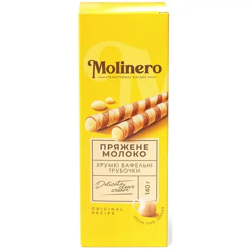 Вафельні трубочки Molinero з начинкою зі смаком пряженого молока 140 г