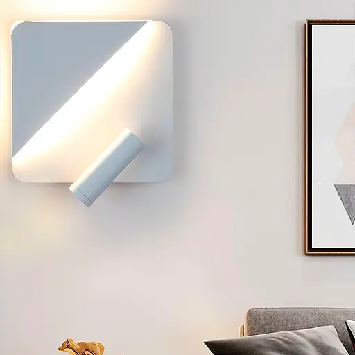 Настінний білий квадратний світильник із спотом Line F W 087 WT - фото 10