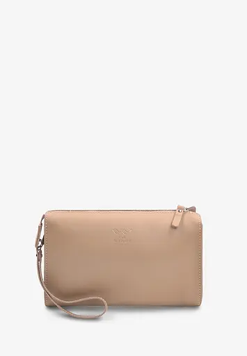 Шкіряний млатч світло-бежевий - фото 2