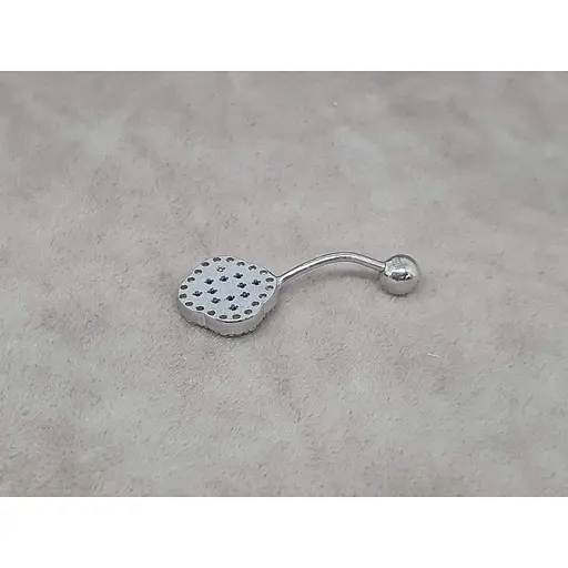 Срібна сережка для пірсингу пупка Ірій з червоним гранатом. 6025.4 - фото 3