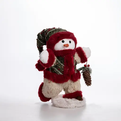 Новорічна фігурка Сніговик з шишкою 19×17×40 см Yiwu CR-4-16 - фото 2