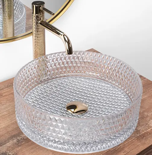 Умивальник Rea Cristal накладний transparent REA-U9670, Прозорий - фото 2