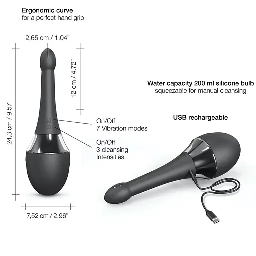 Автоматический анальный душ с вибрацией Dorcel Douche Mate Pro 200 мл (черный) - фото 7