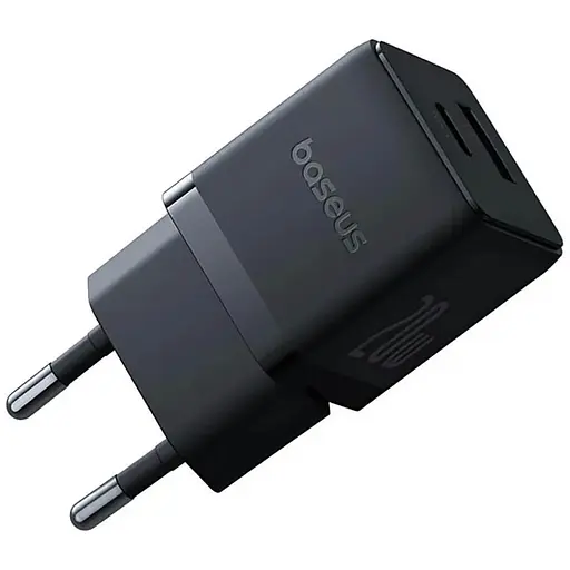 Мережевий зарядний пристрій Baseus Palm Fast Charger C+U 20W EU Cluster чорний - фото 1