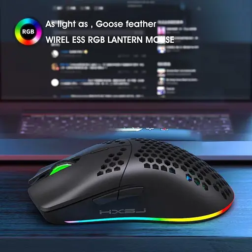 Компьютерная мышь HYSJ Т66 беспроводная с аккумулятором и подсветкой 2,4G Black - фото 3