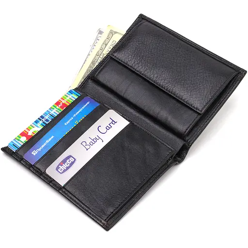 Мужской кошелек вертикальный из натуральной кожи Canpellini 10х13х1 см acs0029617 - фото 3