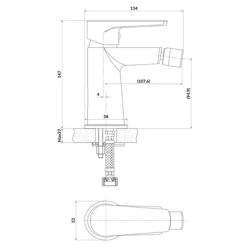 Змішувач для біде Cersanit Moduo S951-370 одноважільний Хром 30412 - фото 2