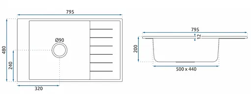 Кухонна мийка гранітна Rea Sten black плямисту ZLE-00107, Чорний - фото 4
