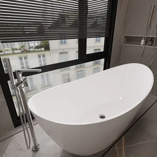 Ванна окремостояча глянцева Amdcon Capr 170x77 з литого каменю CAPR_170_HL Білий - фото 5