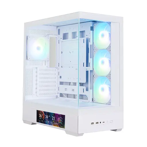 Zalman Корпус P40 DS без БЖ, 2xUSB3.0, 1x Type C, 3x120мм ARGB Reverse, 1x120мм ARGB, VGA 420мм, LCS ready, TG Side/Front Panel, Display, ATX, білий - фото 1