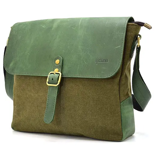 Чоловіча шкіряна сумка через плече TARWA 30х32х7.5 см sum0025892 - фото 6