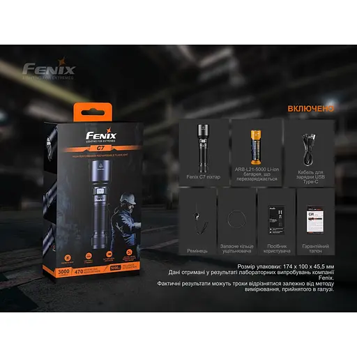 Фонарь ручной Fenix C7 лимитированная серия (Оранжевый) - фото 4